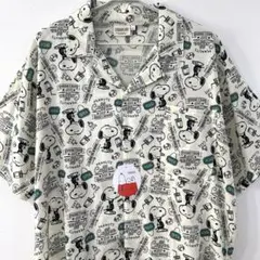 新品 PEANUTS スヌーピー アロハシャツ レーヨンシャツ LL コーヒー