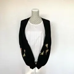 着物リメイク　黒留袖からショート丈　十分袖つぼみボレロ　ハンドメイド