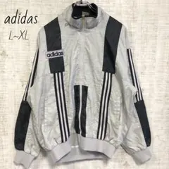 adidas　アディダス　刺繍　ジャージ　トラックジャケット　グレー　L XL