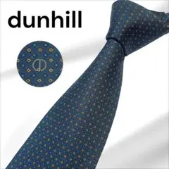 【極美品】dunhill ネクタイ 小紋柄 ネイビー イタリア製