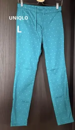 ユニクロ　レギンスパンツ　水玉模様グリーン　パンツ ゴムウエスト　②