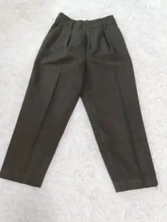 ダークグリーン　M プリーツ入り カジュアルパンツ