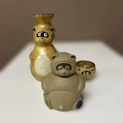 狸の形状 陶器製徳利とお猪口セット