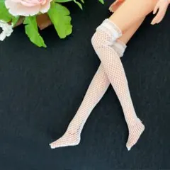 니 하이 양말 양말 스타킹 화이트 그물 레이스 인형 인형 1/6