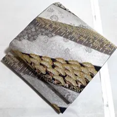 A5◆着物くつろぎ 美品 蒔絵松竹梅 金銀糸 七宝 六通 正絹 袋帯130