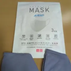 【2枚のみ】ユニクロ エアリズム マスク Lサイズ 青 Blue