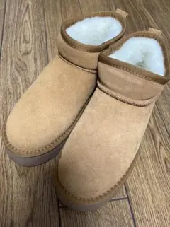 ベージュ スエード ムートンブーツ