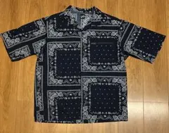 GU UNDERCOVER アンダーカバー バンダナ柄 オープンカラーシャツM紺のサムネイル