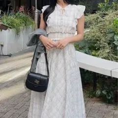 An MILLE アンミール チェックレディOP オフホワイト