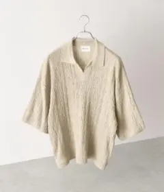 最終値下げ【即購入可】ジャガード　スキッパー　ニット　ポロシャツ　ベージュ