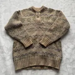 美品 ノーザンカントリー ハーフジップ ニット ノルディック柄 Lサイズ