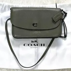 コーチ レザー ショルダーバッグ グリーン 緑 財布 ウォレット ロゴ スクエア