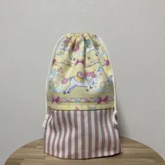 コップ袋/給食袋　ユニコーン♡×ストライプ　ハンドメイド