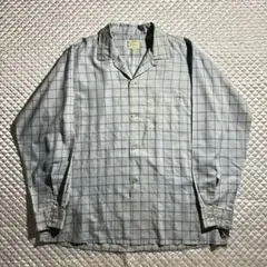 60s USA Vintage ARROW 開襟チェックシャツ オープンカラー