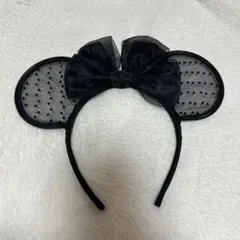 ブラックドットリボンカチューシャ　ミニーちゃん