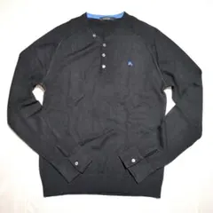 【美品】バーバリーブラックレーベル　ニット　カットソー　ヘンリーネック　ロゴ刺繍