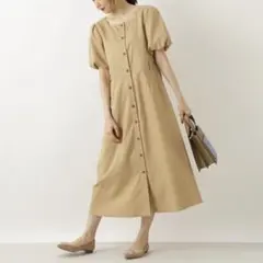 ナチュラルビューティーベーシック【S】洗える ボリュームスリーブロングワンピース