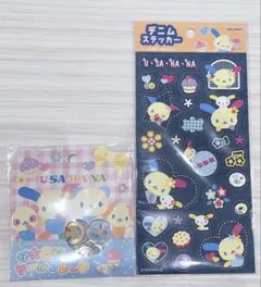 m*o様 デニムシール　おはじきシール　サンリオ　うさはな　シール