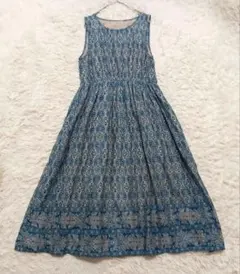 極美品✨ ANAYI シフォンリーフプリント ノースリーブワンピース 36 S