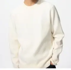 ウォッシャブルミラノリブクルーネックセーター ホワイト Sサイズ