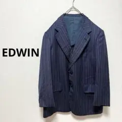 EDWIN インディゴ デニム ストライプ スーツジャケット テーラード 紺色