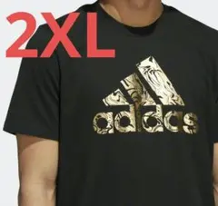 【新品】adidas★アディダス★黒×金ロゴプリント★半袖Tシャツ★2XL