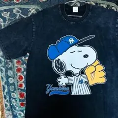 スヌーピー 野球 NY Ｔシャツ ティーシャツ ダメージ加工 Peanuts