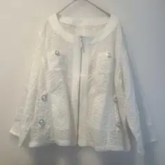 新品未使用品 ホワイト ノーカラージャケット　婦人服