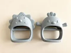かみかみチキン かみかみディノ 2個セット 手にはめる歯固め シリコン ブルー