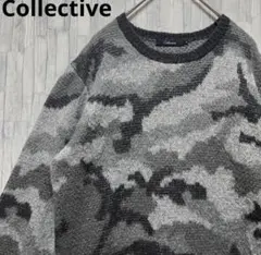 Collective 迷彩 カモフラ モヘア混 デザインニット 柄 M セーター