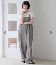 未使用 ローリーズファーム ペプラムキャミサロペ ベージュチェック