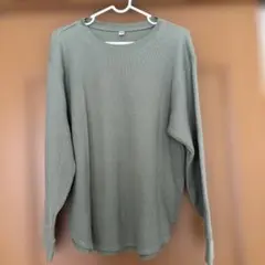 UNIQLO グリーン ワッフル 長袖Tシャツ L