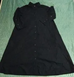 【UNIQLO】　ユニクロ　ロング　シャツ　Aライン　ワンピース　ネイビー