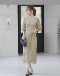 niana 刺繍レース バックリボン タイトドレスのサムネイル