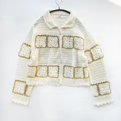 25SS　マカフィー　ギマクロシェ シャツカラーカーディガン　ベージュ