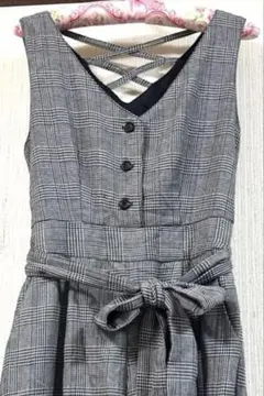 グレー チェック柄 オールインワン