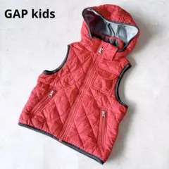 GAPkidsギャップ　スウェット裏地中綿ベスト　フード取り外し可　赤　110㎝