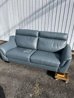 美品！サコモディSACCOMODIブルー 本革ソファ 2.5P イタリア製中古品