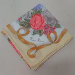 ニナリッチ　花柄　黄色　大判　ハンカチ