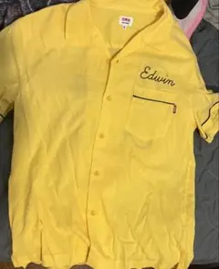 Edwin 半袖シャツ イエロー Denim Crew ボウリングシャツ