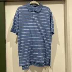 POLO by RALPHLAUREN半袖ポロシャツ　M　水色ボーダー