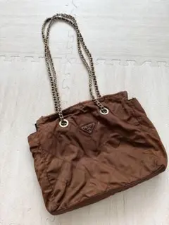 h*1様 PRADA プラダ チェーン ショルダーバッグ ブラウン - メルカリ