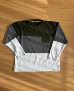 ボーダー長袖カットソー オリーブグリーン