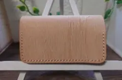 豚ヌメ革カードケース　木目型押し　ナチュラル　名刺入れ/免許証入れ　本革