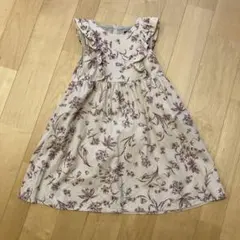 BeBe フラワープリント ノースリーブワンピース 120 ベロア　フォーマル