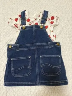 Buddy Lee いちご柄 Tシャツ＆デニムオーバーオールセット 100