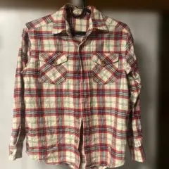 赤と白のチェック柄 長袖シャツ 140サイズ