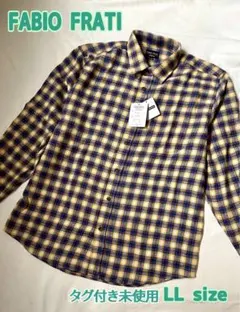 タグ付き未使用　FABIO FRATI 長袖Tシャツ　イエロー系チェック柄　LL