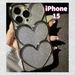 iPhone15 ハート シルバー ソフトケース カメラ保護 軽量
