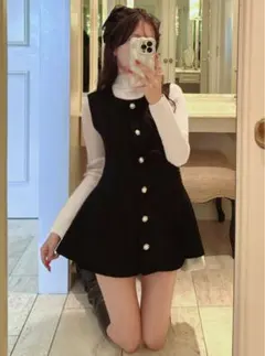 GRL フリージアツイードベスト×ショートパンツセットアップ [pm479]